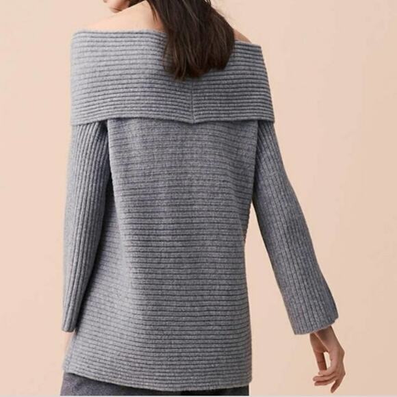 Lou & Grey gray ribbed off the shoulder soft sweater Size Small tunic length - Picture 11 of 12